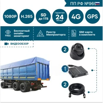 на 2 камеры для опасных грузов NSCAR BN201 FullHD_2SD с опциями 4G+GPS/Глонасс